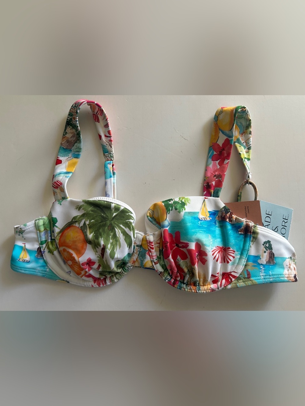 Women’s Tropical Floral Fruit Underwire Bikini Top 34B